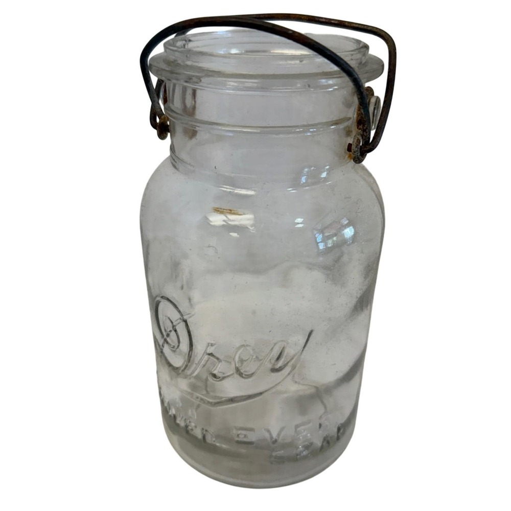 Drey Canning Jar Unisex Clear Vintage Improved Ever Seal Wire Bail Handle 7 3/4